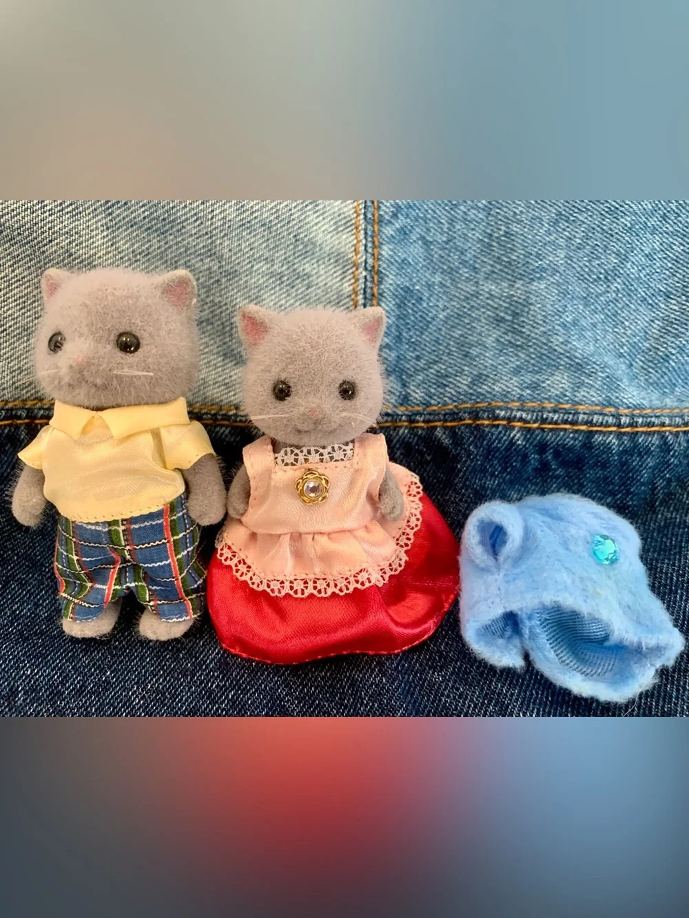 Calico critters gray Persian cats. Set of 2